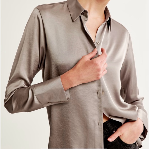 Abercrombie satin button up - Picture 4 of 5